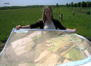 Jamie from the County Planning Department shows off the map she helped with for the Campbell Farm.