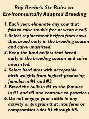 Roy Beebe's Line Breeding Rules