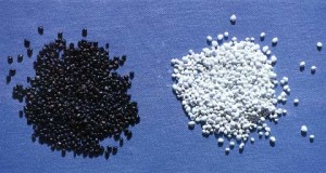 This is just one example of the difference between raw seed (left) and coated seed (right). Photo courtesy of New South Wales Primary Industry Department (Agriculture).